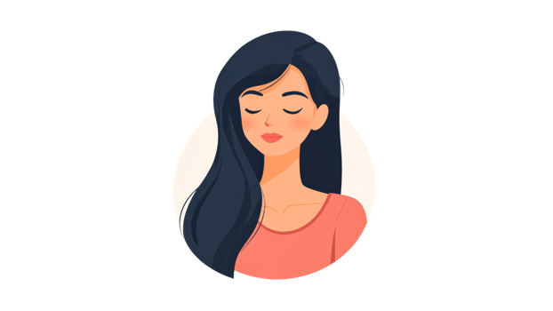 Young woman with long hair relaxing quietly png