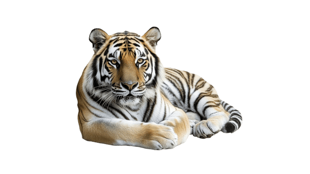 Majestic tiger resting in a calm position png