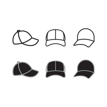 Set of liner stock hat icon or cap icon art vector