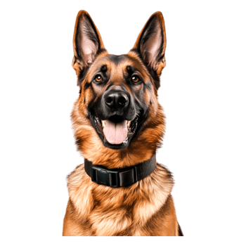 Happy German Shepherd Dog Portrait with Bright Expression and Collar png