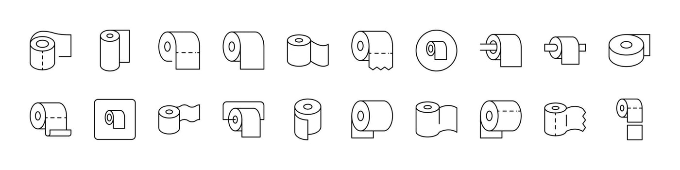 Sanitary Thin Line Icon Set. Toilet Outline Signs for Graphic and Web Design, Apps, Adverts, Various Cards vector