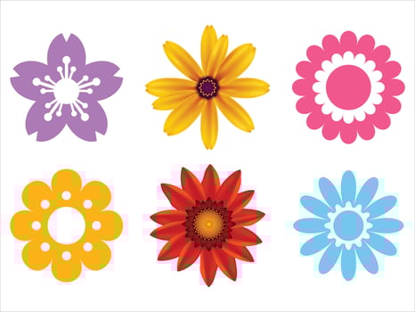 Cute Colorful Flowers Icons Pro vector