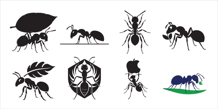 silhouette ant icon set on white background illustration vector