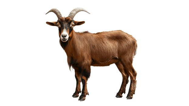 Brown goat standing against a white background png