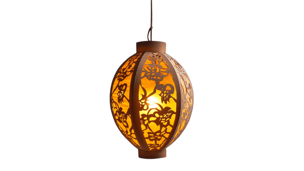 Decorative hanging lantern with intricate designs png
