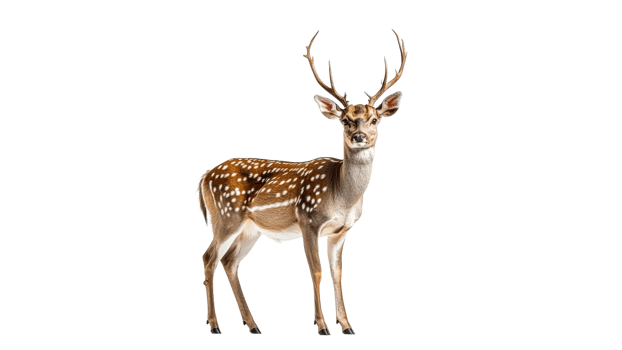 Spotted deer standing gracefully in natural pose transparent png
