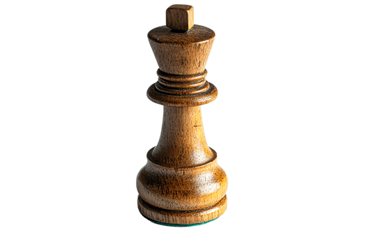 Wooden chess king piece on a plain background png