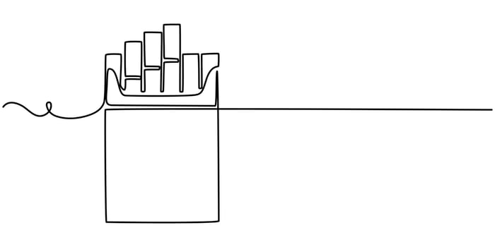 continuous one line drawing pack of cigarettes vector