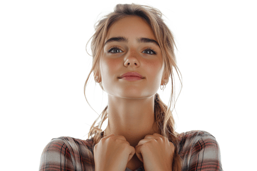 Confident young woman in studio png