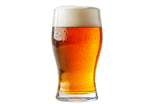 Refreshing golden beer in a tall glass with foam png