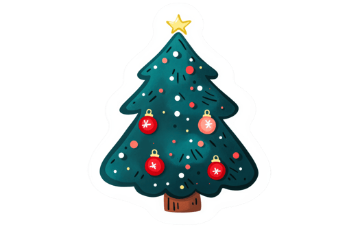 Decorative Christmas tree design with ornaments png