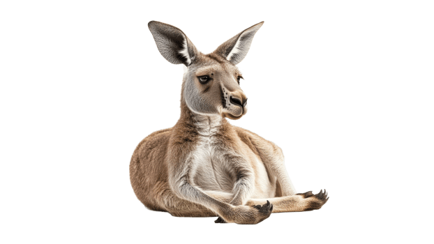Kangaroo resting in a serene pose at midday png