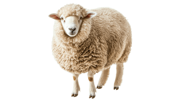 Fluffy sheep on white background png