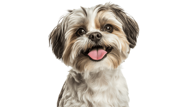Happy small dog with playful expression indoors png