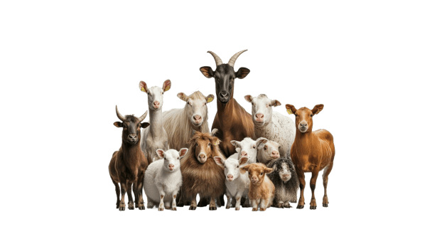 Farm animals gathered together in one place png