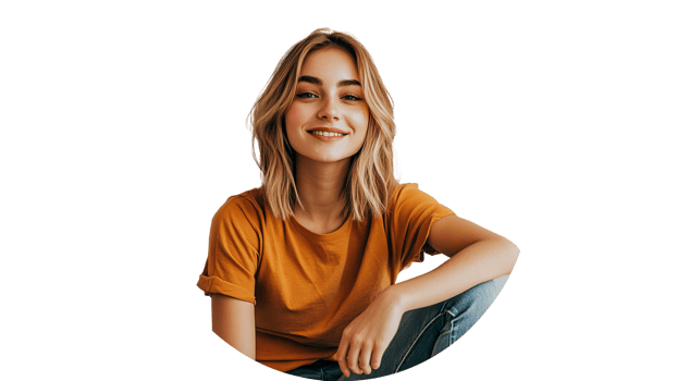 Smiling young woman with casual style in portrait png