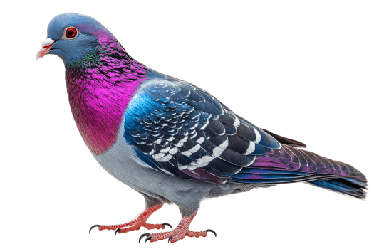 Colorful pigeon standing on a white surface png