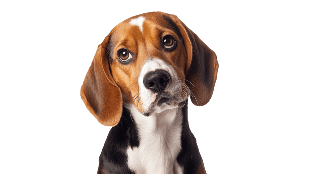 Beagle with expressive eyes in bright setting png