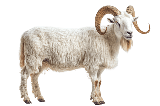Majestic white ram stands proudly for a portrait png