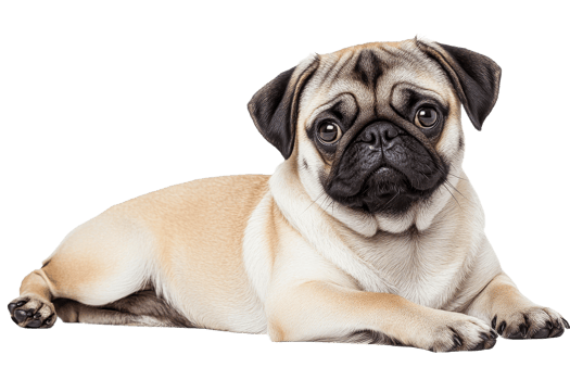 Curious pug resting at home png