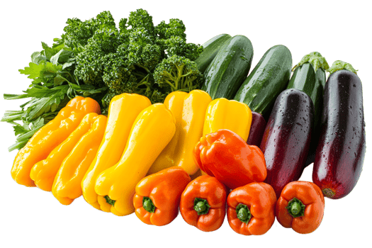 Colorful rows of fresh vegetables png