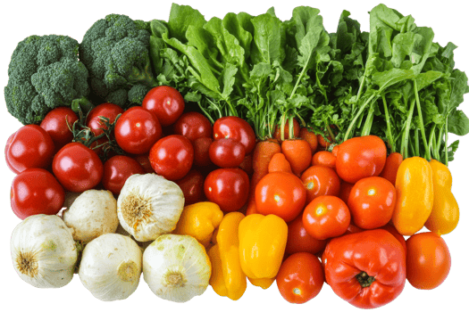 Fresh veggies on transparent background png