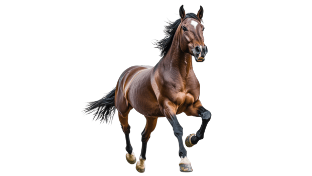Brown horse galloping with grace in bright light png