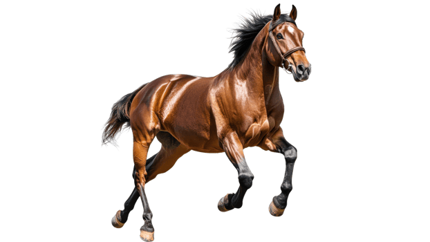 Brown horse running swiftly in open space png