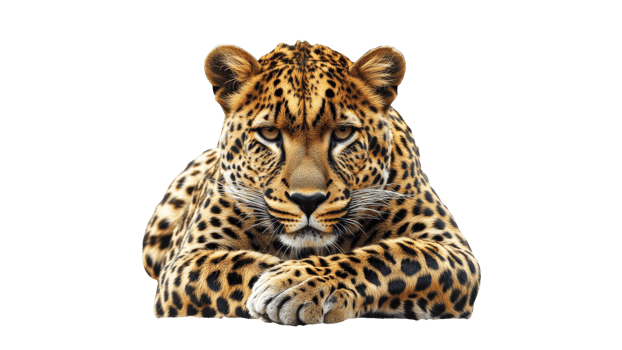 Majestic leopard resting in serene posture png