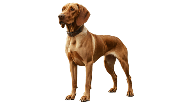 Brown dog stands confidently in studio light png