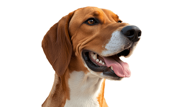Happy dog with a joyful expression in close up transparent png