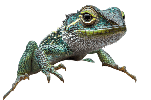 Colorful lizard perched with vibrant details png