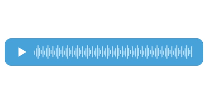 Voice message bubble icon with sound wave illustration, symbolizing audio messages, communication, and voice recordings in a digital chat interface vector