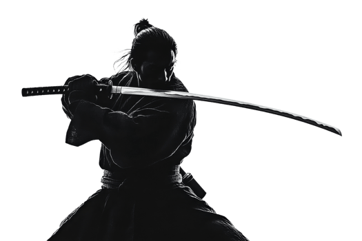 Samurai warrior preparing for battle at sunset png