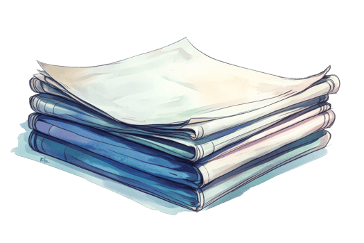 Colorful fabric sheets stacked on table png