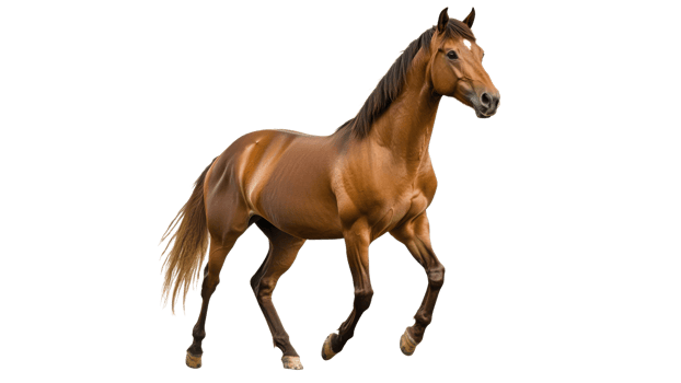 Elegant brown horse running in open space png
