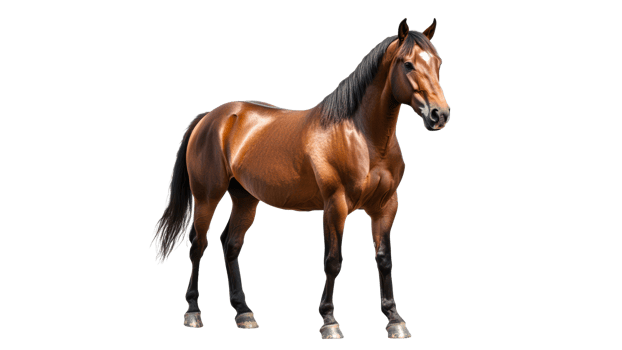 Majestic brown horse standing in a bright setting png