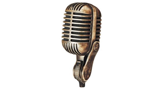 Detailed vintage microphone design png