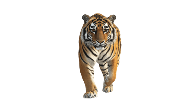Tiger walking confidently through open space png