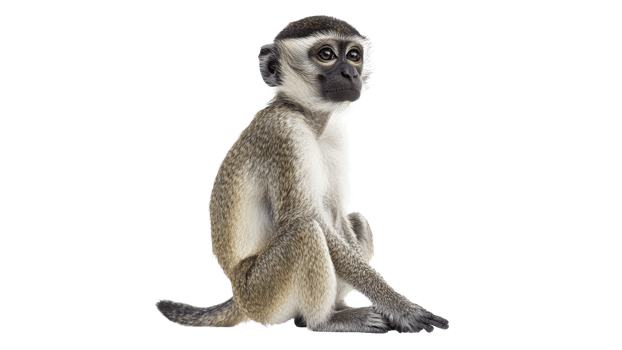 Cute monkey sitting quietly in its natural pose png