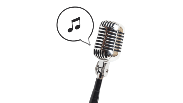 Vintage microphone with musical note symbol png