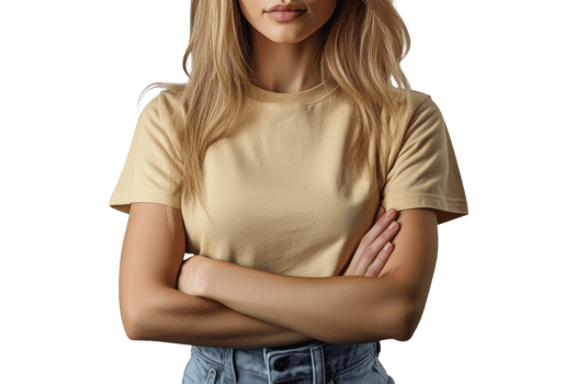 Woman with crossed arms in casual clothing png