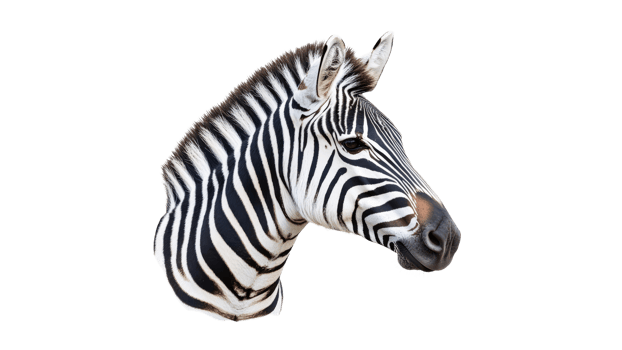 Zebra with distinct black and white stripes poses png