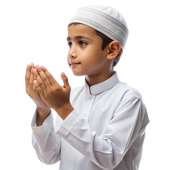 Islamic young boy worshiping with raised hands png
