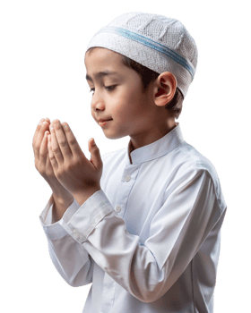 Muslim child in deep prayer with heartfelt sincerity png