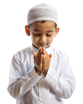 Boy praying for blessings with hands open png