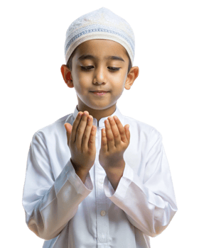 Young child offering sincere prayer with raised hands png
