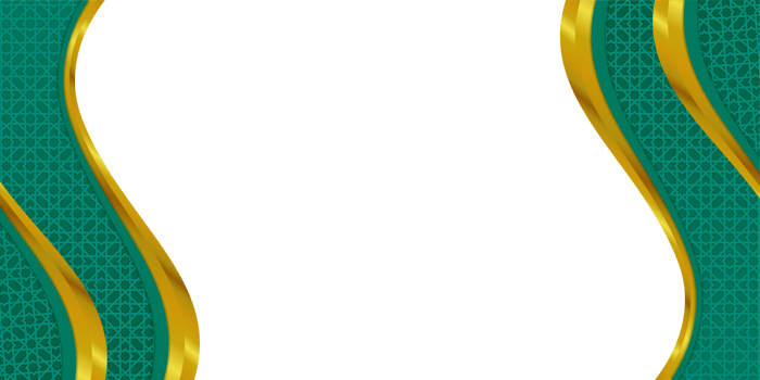 Decorative Islamic frame with elegant golden waves png