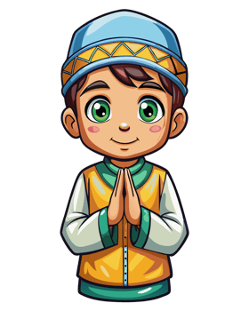 Faithful Muslim child praying with open hands png