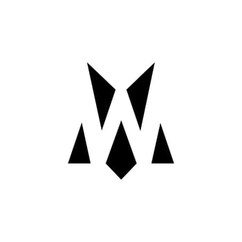 Letter Mw or Wm negative space unique shapes alphabet modern abstract monogram logo vector
